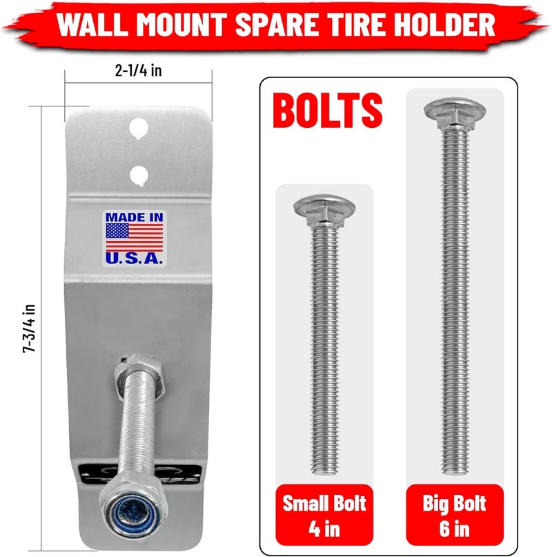 Pit Posse 802 Spare Tire Carrier Wall Mount Bracket for Enclosed Trailer - Made in USA - Wheel Mounted Aluminum Holder Rack Universal Fit for Utility Cargo Race Trailers, Van, Truck Storage Organizer - Image 2